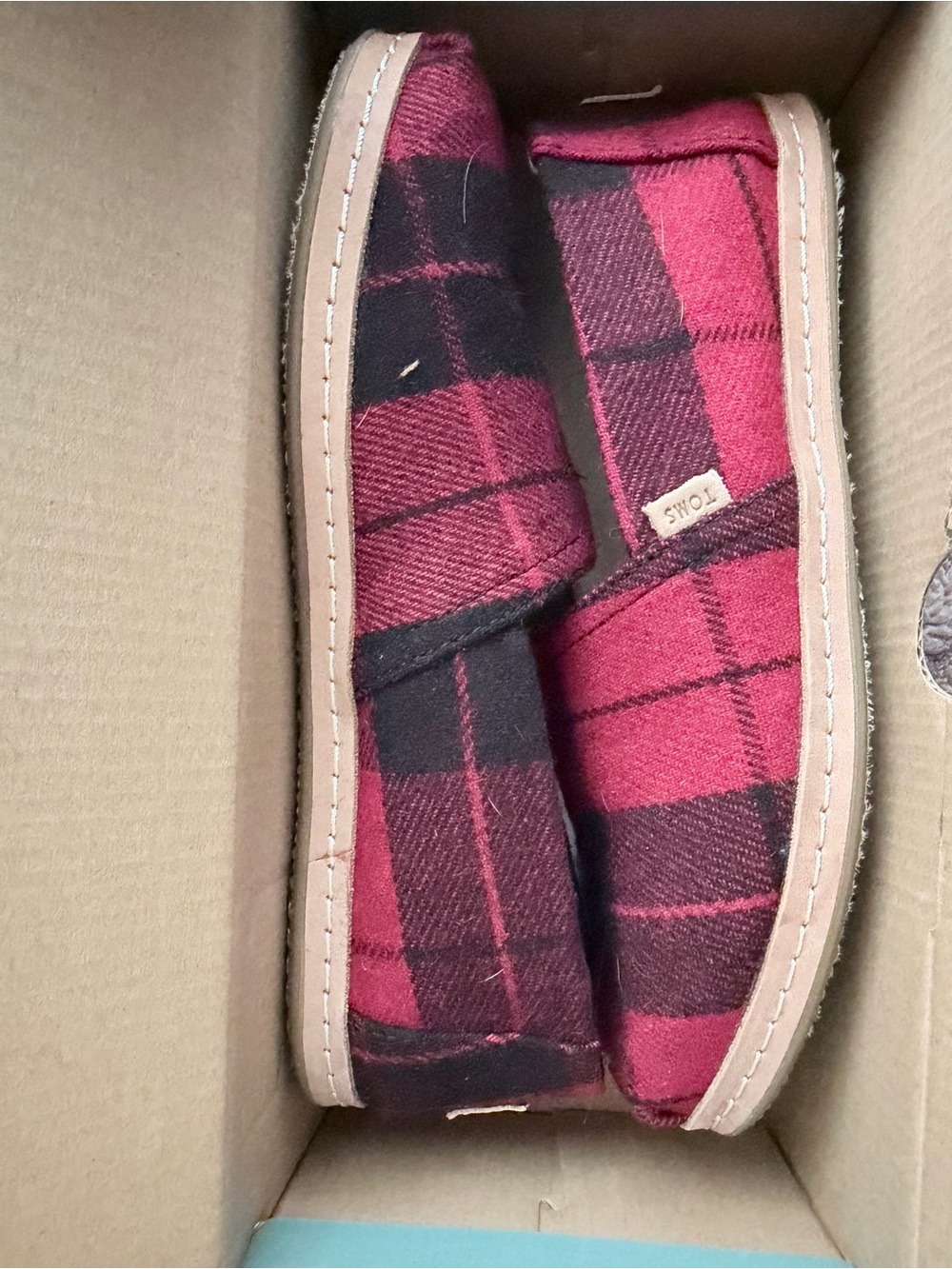 Size 6.5 TOMS Women’s Red Plaid Alpargatas